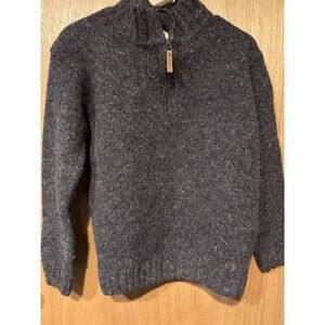 Aran Crafts Womens Medium 1/4 Zip Gray  Wool Sweater